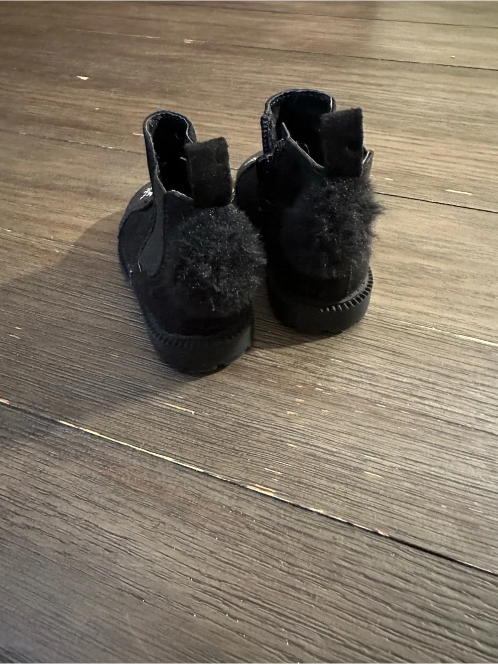 Sz 4 Toddler Black Cat Face Glitter Ankle Boots